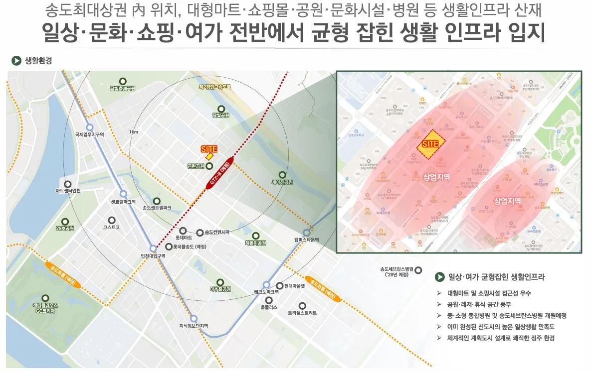 송도 월드메르디앙 생활 인프라 - 센트럴파크, 대형마트 인접